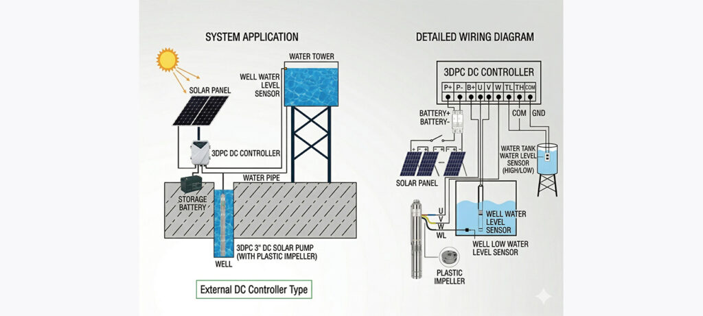 Brushless DC Solar Water Pump Technical Data Image